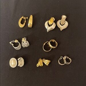 Elegant Gold and Silver Clip On Earring Set
